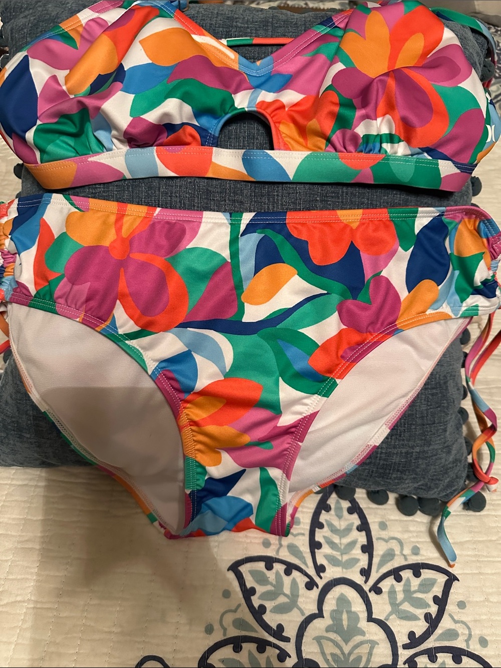 Hurley Multicolor Floral Bikini - Pink Orange Green Blue Purple